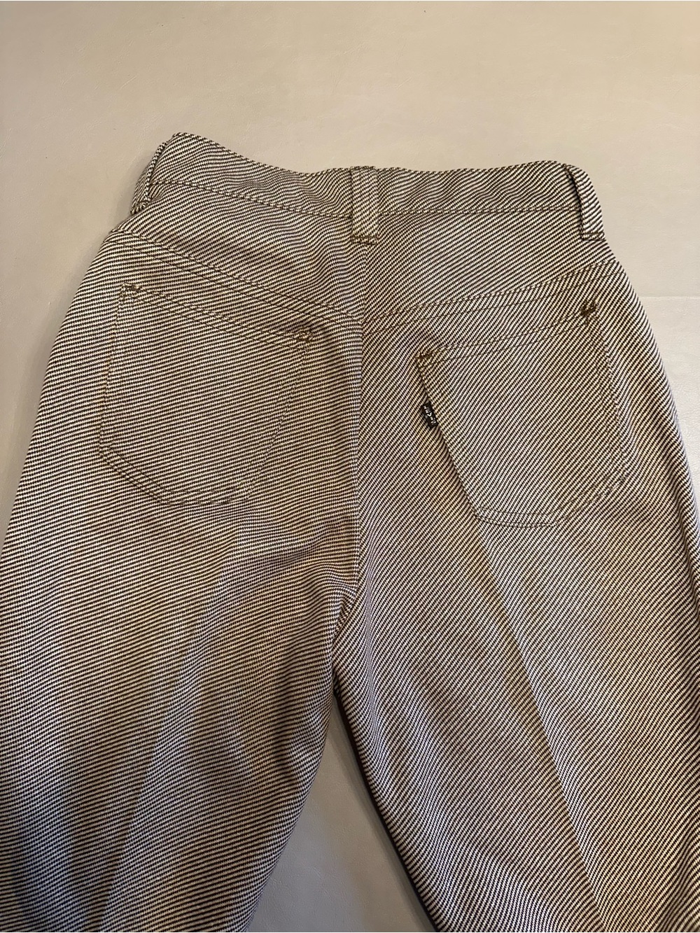 Vintage Levi’s for Gals Brown Micro Stripe High Waist Wide Leg Pants 70s Style S - Picture 10 of 11
